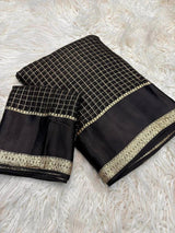 Felicitous Black Banarasi Viscose Silk Saree With Innovative Blouse Piece