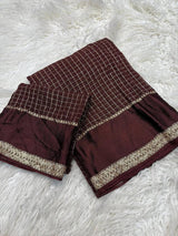 Nebula Brown Banarasi Viscose Silk Saree With Lissome Blouse Piece