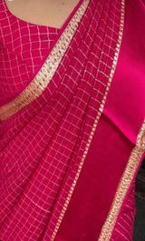 Elision Dark Pink Banarasi Viscose Silk Saree With Woebegone Blouse Piece