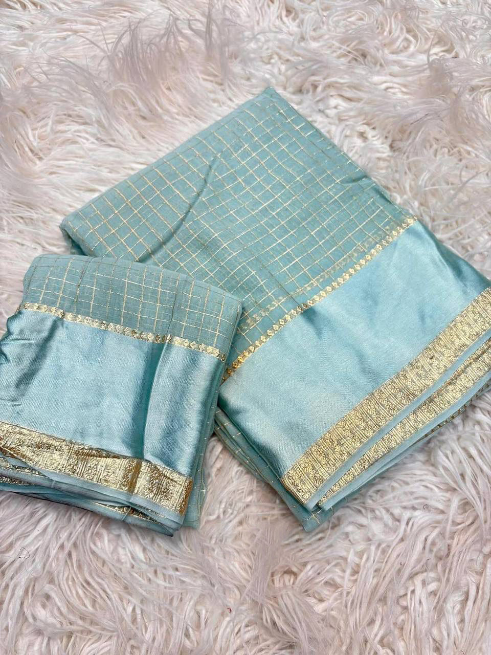 Enchanting Sky Banarasi Viscose Silk Saree With Beauteous Blouse Piece