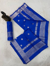 Ineffable Royal Blue Pure Zari Weaving Banarasi Silk Saree With Nectarous Blouse Piece