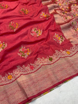 Fugacious Pink Banarasi Georgette Silk Saree With Nectarous Blouse Piece