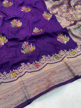 Seraglio Purple Banarasi Georgette Silk Saree With Groovy Blouse Piece