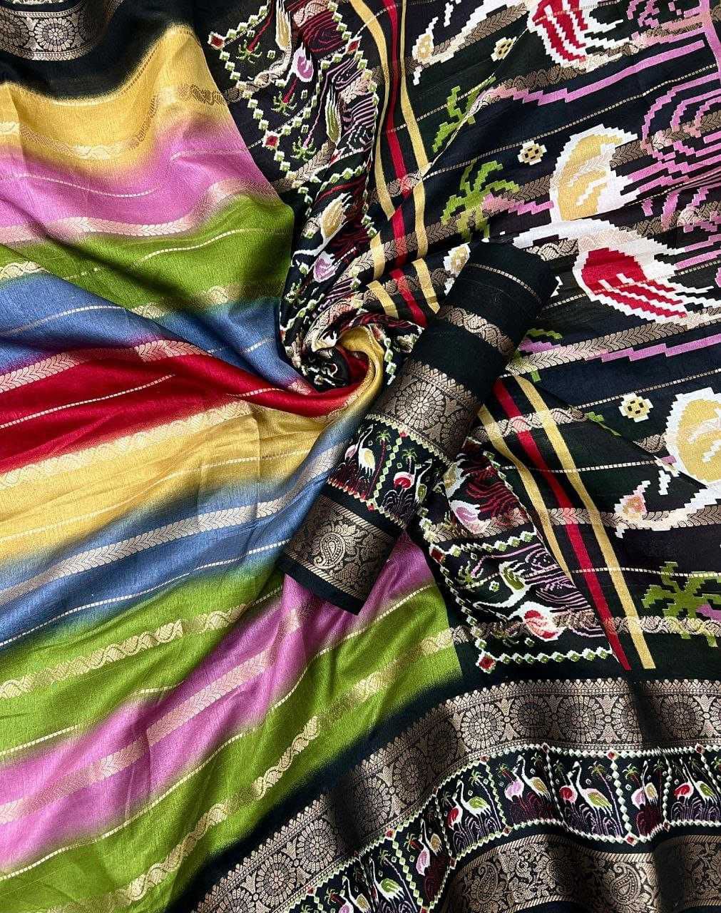 Capricious Multicolor Digital Printed Dola Silk Saree With Opulent Blouse Piece