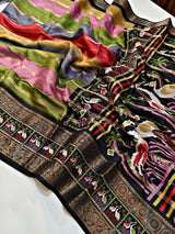 Capricious Multicolor Digital Printed Dola Silk Saree With Opulent Blouse Piece