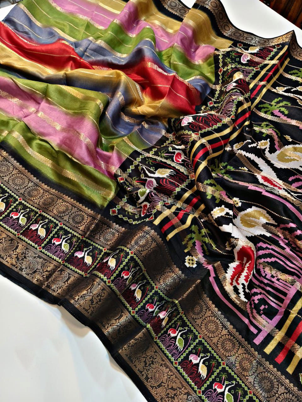Capricious Multicolor Digital Printed Dola Silk Saree With Opulent Blouse Piece