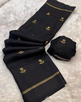 Charismatic Black Banarasi Khadi Silk Saree With Innovative Blouse Piece