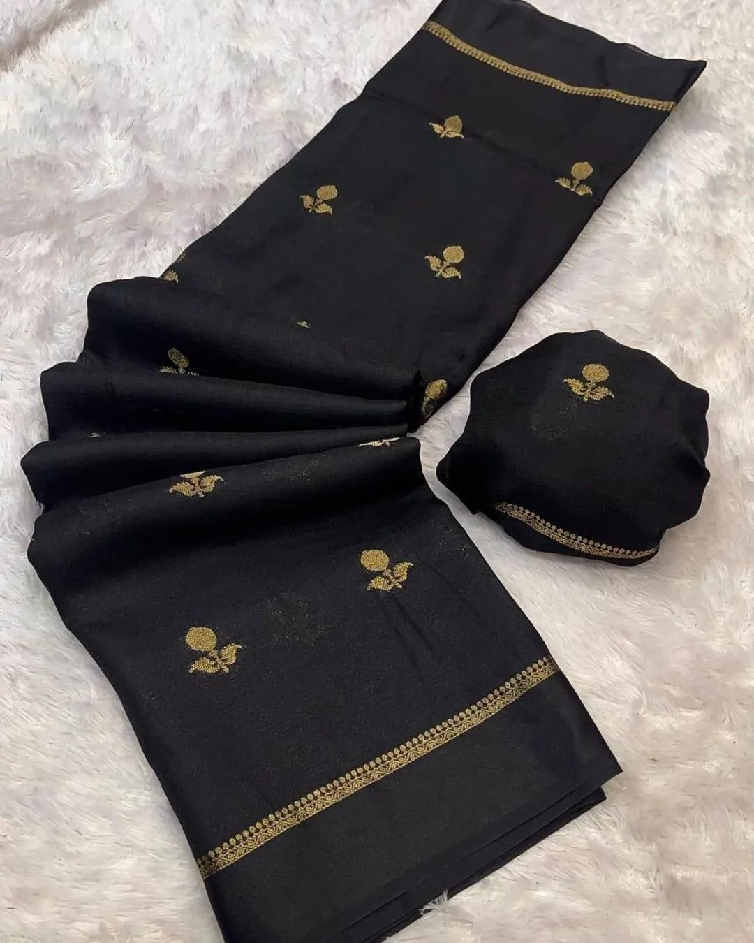 Charismatic Black Banarasi Khadi Silk Saree With Innovative Blouse Piece
