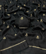 Charismatic Black Banarasi Khadi Silk Saree With Innovative Blouse Piece
