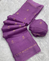 Efflorescence Lavender Banarasi Khadi Silk Saree With Sophisticated Blouse Piece