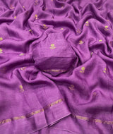 Efflorescence Lavender Banarasi Khadi Silk Saree With Sophisticated Blouse Piece