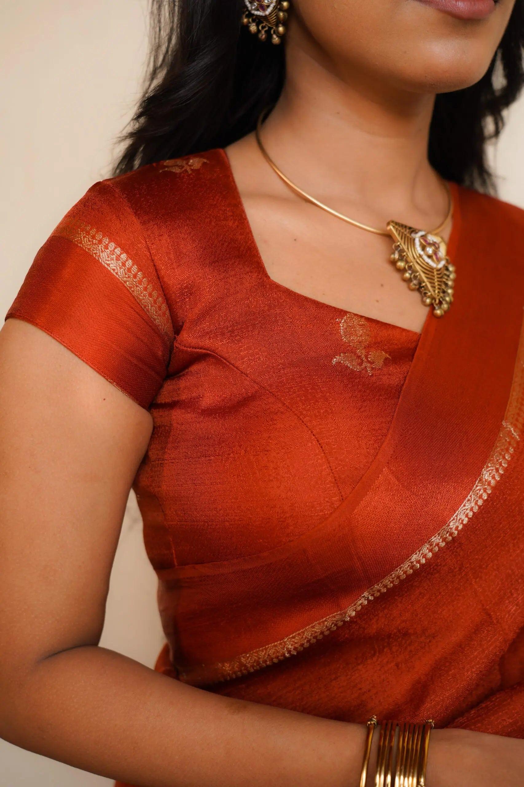 Desirable Orange Banarasi Khadi Silk Saree With Desiring Blouse Piece