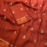 Desirable Orange Banarasi Khadi Silk Saree With Desiring Blouse Piece