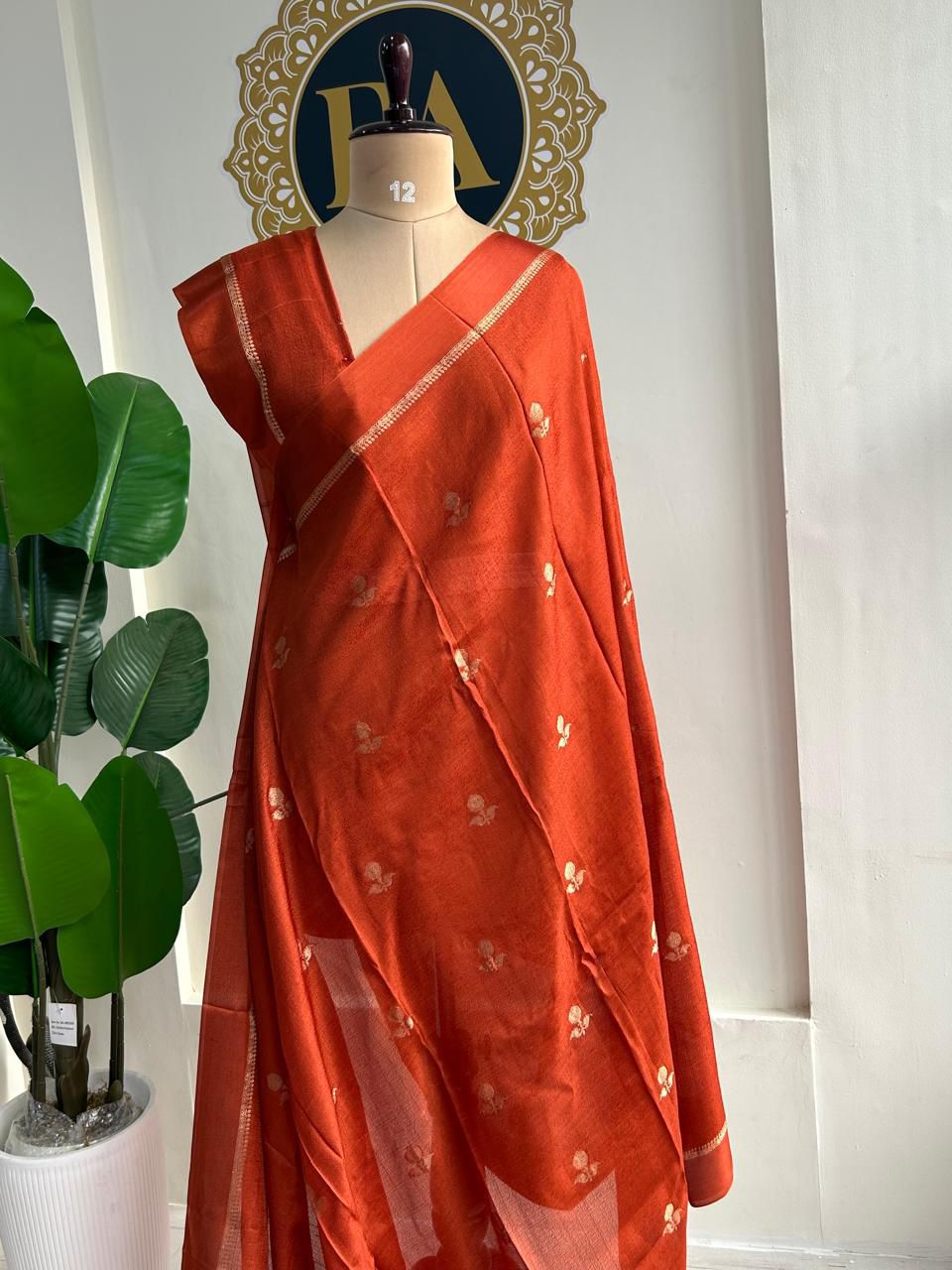 Desirable Orange Banarasi Khadi Silk Saree With Desiring Blouse Piece