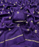Phenomenal Purple Banarasi Khadi Silk Saree With Vivacious Blouse Piece