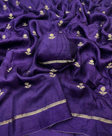 Phenomenal Purple Banarasi Khadi Silk Saree With Vivacious Blouse Piece
