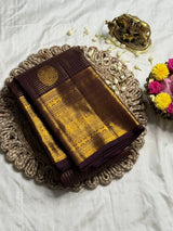 Rhapsodic Brown Soft Silk Saree With Ethereal Blouse Piece