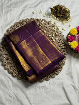 Gleaming Purple Soft Silk Saree With Moiety Blouse Piece
