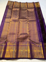 Gleaming Purple Soft Silk Saree With Moiety Blouse Piece