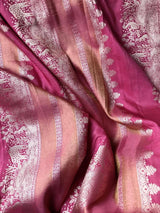 Majesty Dark Pink Banarasi Dola Silk Saree With Fancifull Blouse Piece