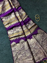 Beautiful Purple Banarasi Dola Silk Saree With Captivating Blouse Piece