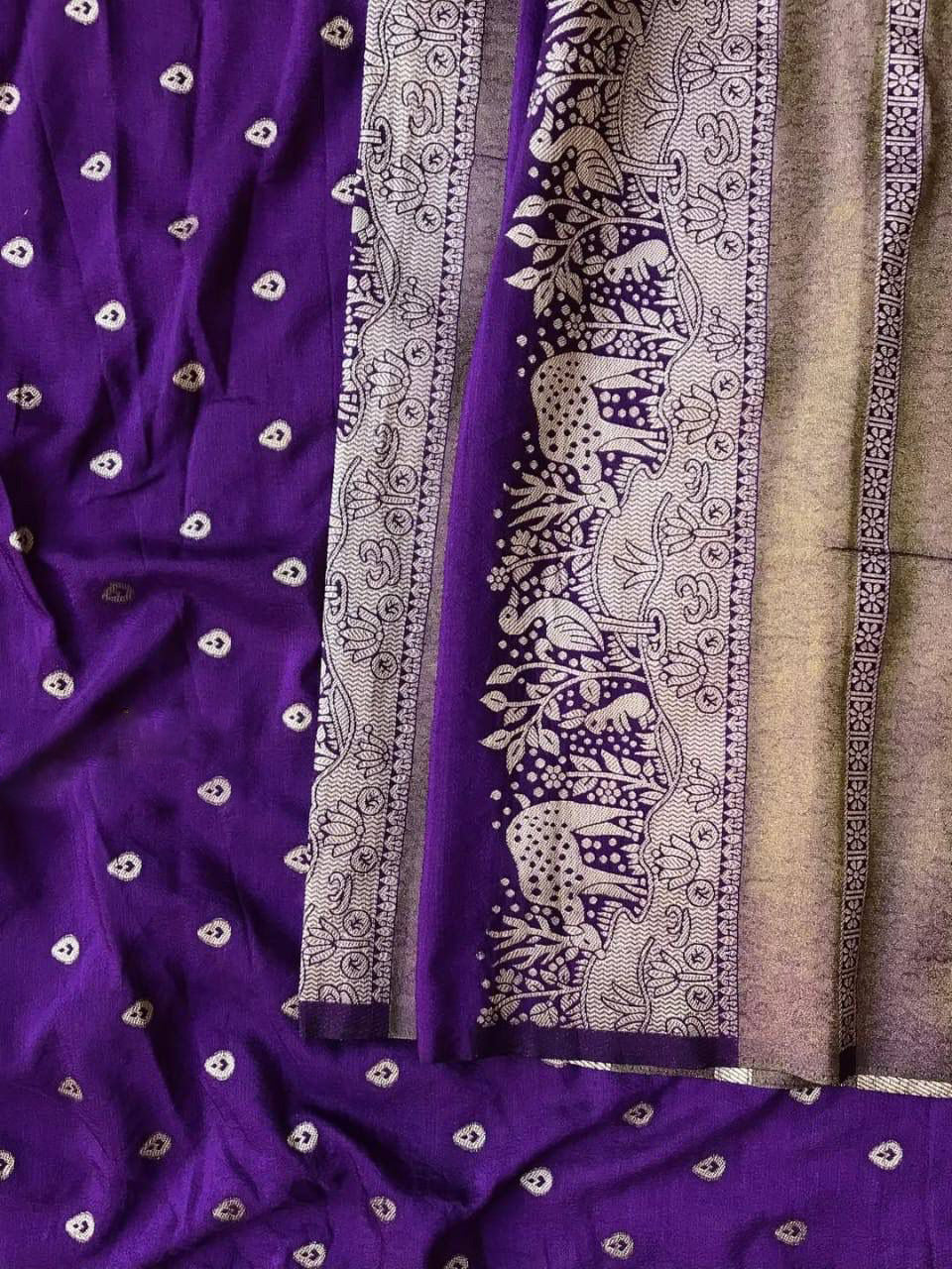 Beautiful Purple Banarasi Dola Silk Saree With Captivating Blouse Piece