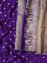 Beautiful Purple Banarasi Dola Silk Saree With Captivating Blouse Piece