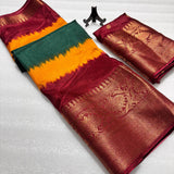 Exuberant Dark Green Banarasi Dola Silk Saree With Chatoyant Blouse Piece
