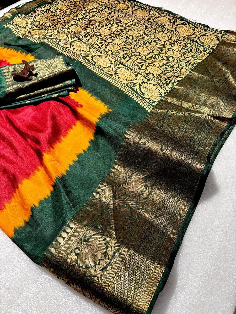 Hypnotic Maroon Banarasi Dola Silk Saree With Eloquence Blouse Piece