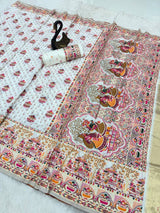 Ebullience Off White Pashmina Saree With Surpassing Blouse Piece