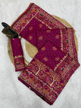 Embrocation Purple Pashmina Saree With Beauteous Blouse Piece