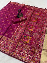 Embrocation Purple Pashmina Saree With Beauteous Blouse Piece