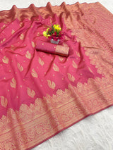 Gorgeous Dark Pink Soft Silk Saree With Eye-catching Blouse Piece