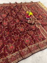 Charismatic Brown Pashmina Saree With Enchanting Blouse Piece