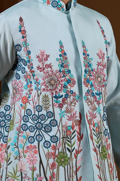 Unique Pista Color Koti Kurta Set for Men’s Style