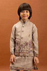 Designer Beige Koti Kurta Set for Kids 6-12 Year