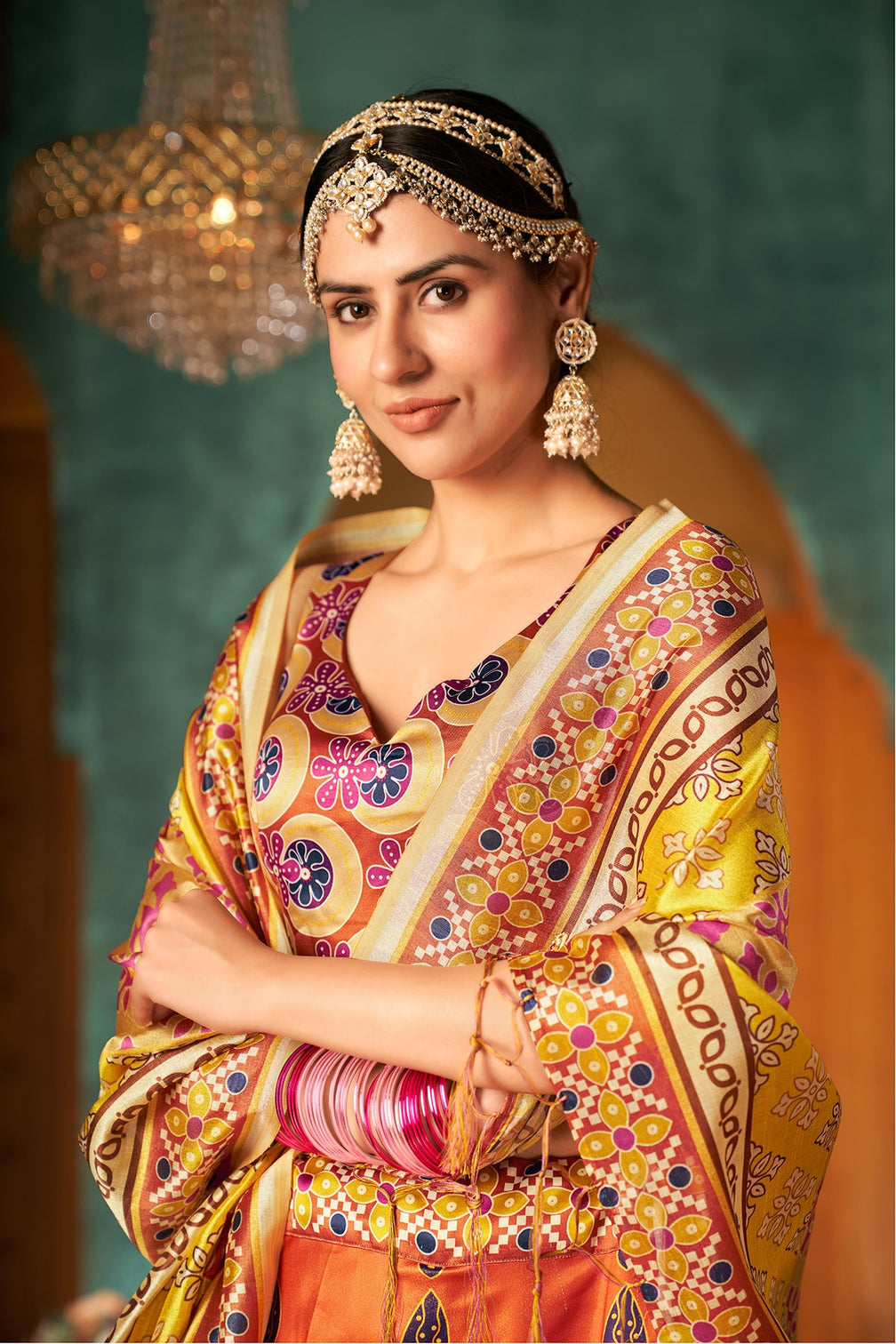 Silk Base Digital Printed Multi Color Lehenga Choli