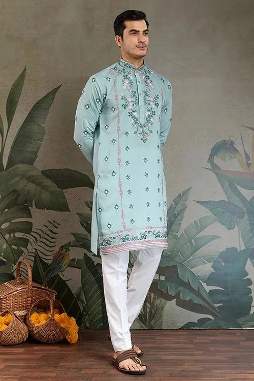 Shop Best Sky Kurta for Wedding & Festive Function