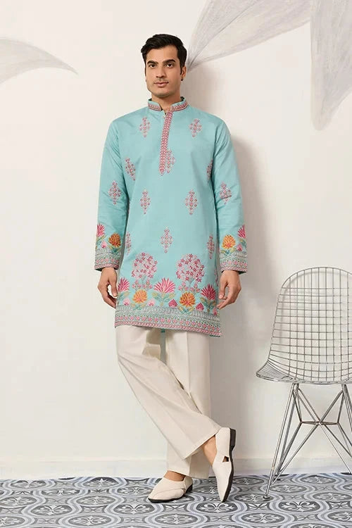 Sky Look Embroidered Work Ready made Mens Wear Kurta