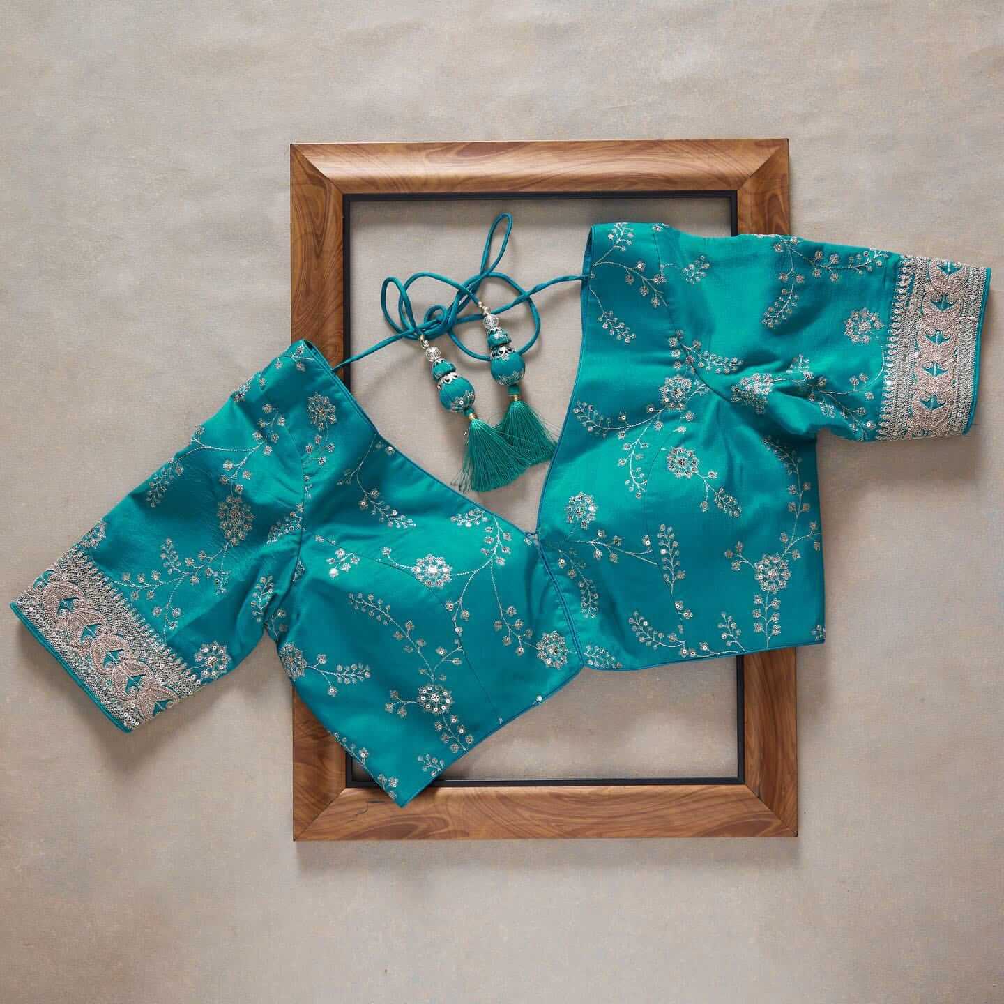 Turquoise Blue Saree In Art Silk With Sequence Work