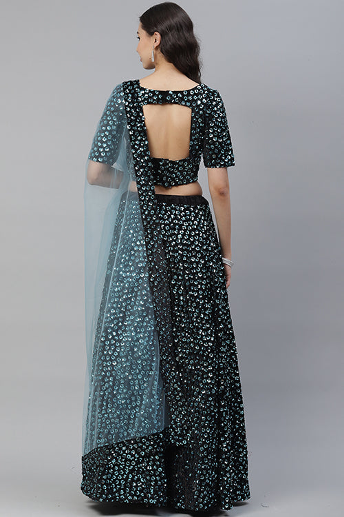 Sky Blue Sequins Embroidered Buy Trends Designer Lehenga Choli