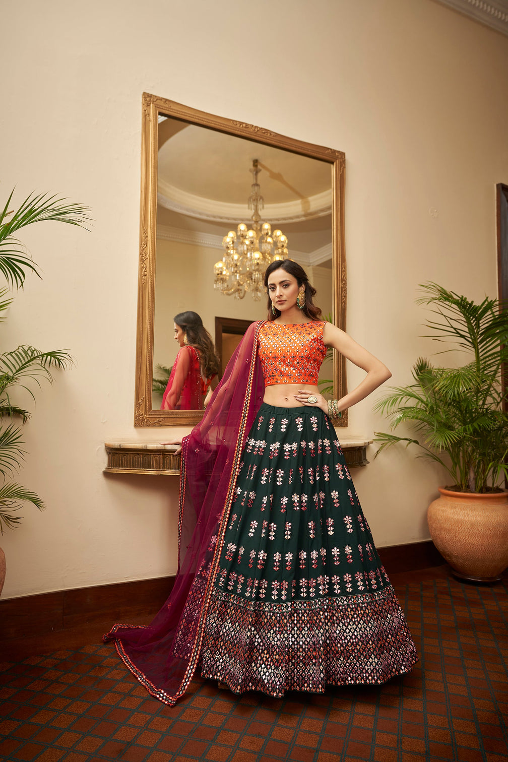 Soft Net Lehenga Choli With Heavy Embroidery Work And Soft Net Dupatta With Lace Border For Women