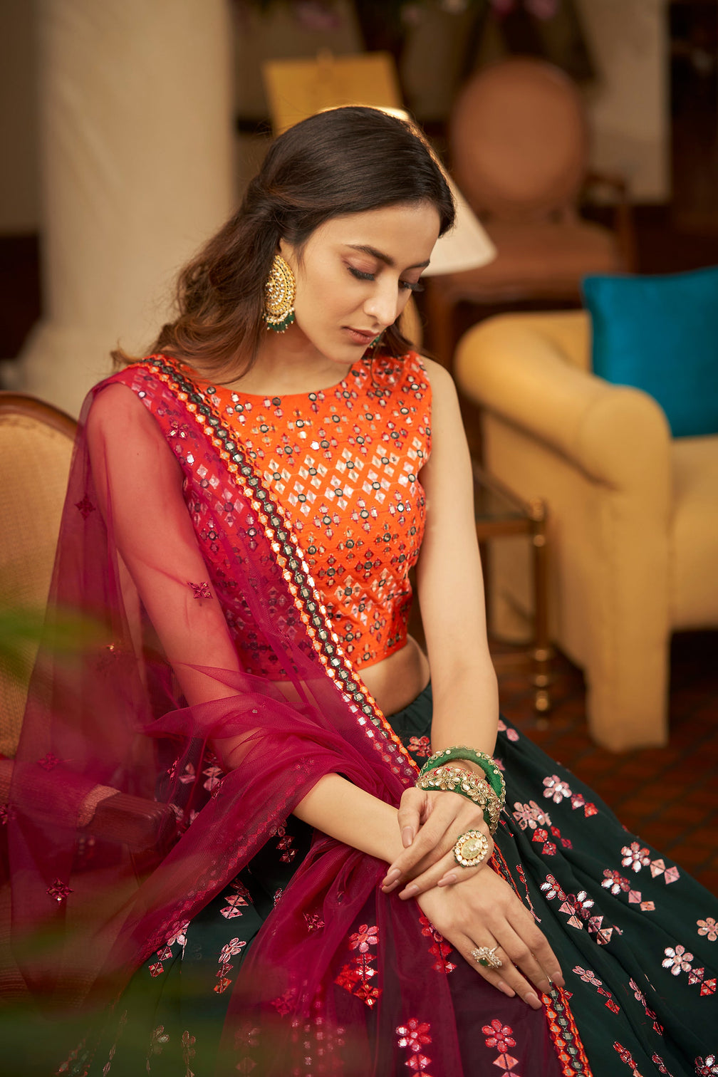 Soft Net Lehenga Choli With Heavy Embroidery Work And Soft Net Dupatta With Lace Border For Women