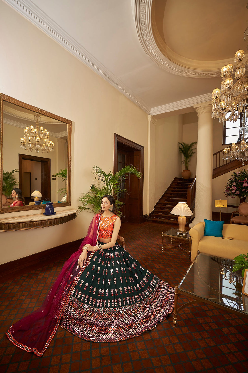 Soft Net Lehenga Choli With Heavy Embroidery Work And Soft Net Dupatta With Lace Border For Women
