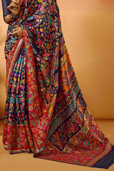 Prodigal Navy Blue Pashmina Saree With Magnificat Blouse Piece
