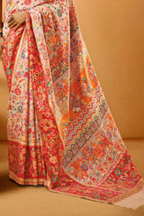 Adoring Pink Pashmina Saree With Sophisticated Blouse Piece