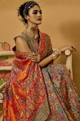 Demanding Grey Pashmina Saree With Magnetic Blouse Piece