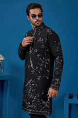 Magic Black Embroidered Stylish Kurta Set for Mens Wear