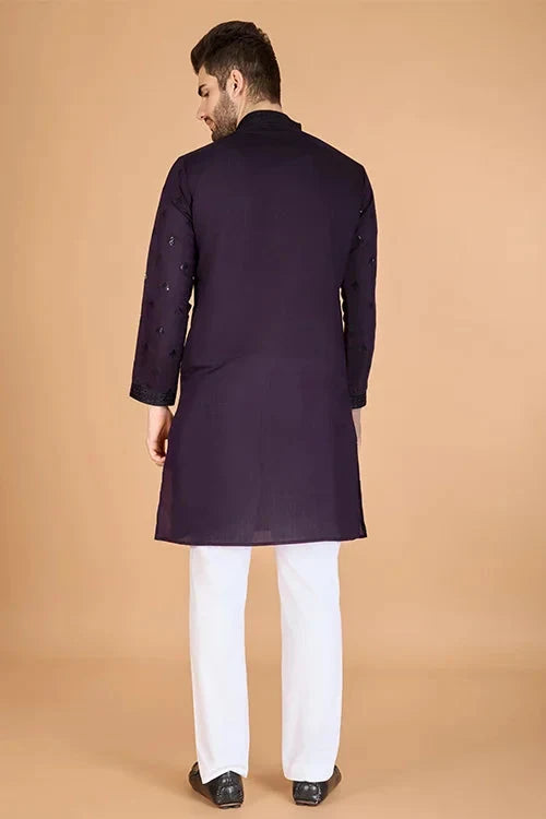 Purple Viscose Silk Kurta Set – Elegant & Stylish