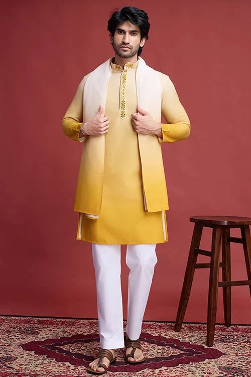 Stylish Designer Men’s Kurta Set with Real Mirror Work